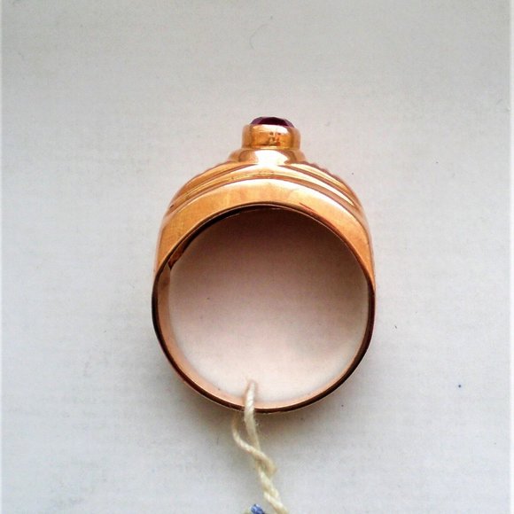 NEW OLD STOCK NWT Russian USSR Solid 14K 585 Rose Pink Gold Pink Tourmaline RING - Picture 7 of 11